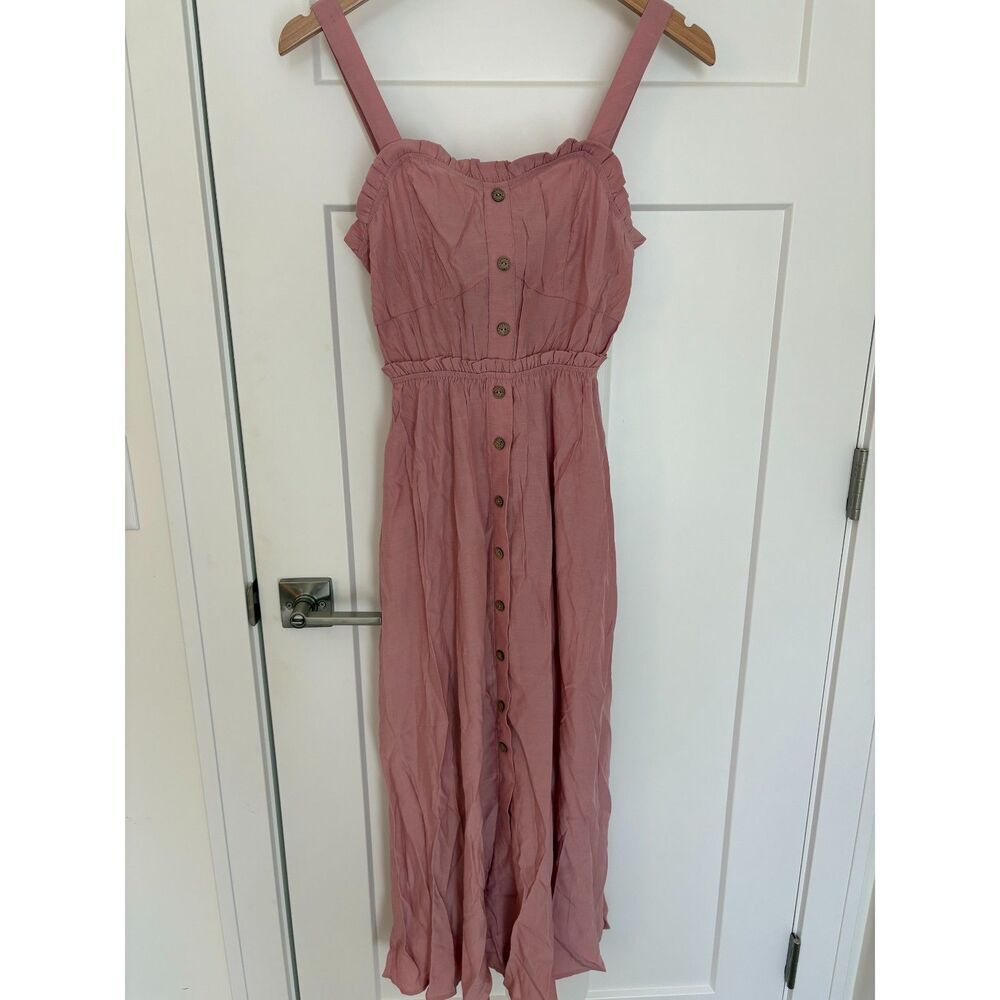Women’s Button-Down Midi Sundress Sleeveless A-Line Beach Dress Size S NWT